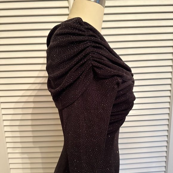 VINTAGE 1990s MODA INT'L L/S FORMAL DRESS. BLACK W MULTI GLITTER. SZ MEDIUM. - Picture 7 of 11